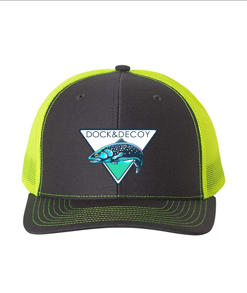 Lucky Rainbow Trout Hat charcoal neon yellow
